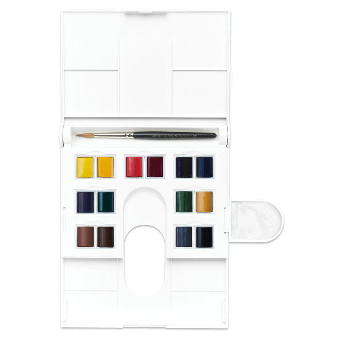 Set profesional de acuarela con 14 medias pastillas + 1 pincel - Winsor & Newton