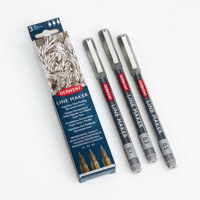 Set de 3 rotuladores calibrados color grafito Line Maker - Derwent